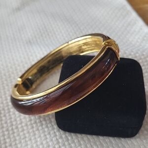 Joan Rivers Goldtone and Brown Clamper Bracelet